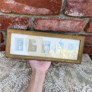 Petite Edwardian Set of 5 Photos in Period Gold Tone Frame